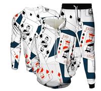 Carta de Juego Póker Impresión 3D Mujeres Hombres Sudaderas con Capucha y Sudadera y Pantalones de Chándal Chándal 3 Piezas Conjunto Ropa Deportiva