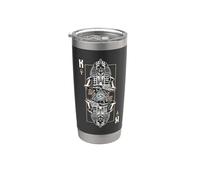 Carta de tarot astrológico con calavera de zombi egipcio malvado del rey faraón Vaso térmico de acero inoxidable de doble pared