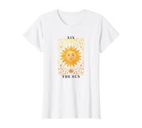 Carta de Tarot Bohemia El Sol Camiseta gráfica económica, Mujer, Blanco, L