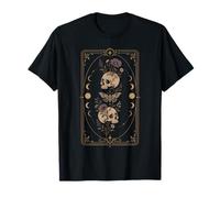 Carta de Tarot Boho Cottagecore Floral Skulls Moon Phases Camiseta
