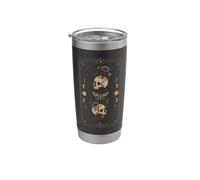 Carta de tarot Boho Cottagecore Floral Skulls Moon Phases Vaso térmico de acero inoxidable de doble pared