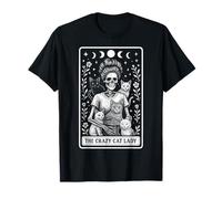 Carta de Tarot con Forma de Esqueleto de The Crazy Cat Lady Cat Mom Witchy Moon Camiseta