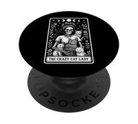 Carta de Tarot con Forma de Esqueleto de The Crazy Cat Lady Cat Mom Witchy Moon PopSockets PopGrip Adhesivo