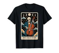 Carta de Tarot con Forma de Esqueleto para violonchelistas The Cello Dude, Luna Bruja Camiseta