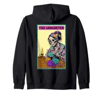 Carta De Tarot De Ganchillo Esqueleto Crocheter Tejer Sudadera con Capucha