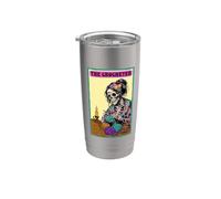 Carta De Tarot De Ganchillo Esqueleto Crocheter Tejer Vaso térmico de acero inoxidable de doble pared