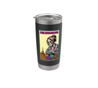 Carta De Tarot De Ganchillo Esqueleto Crocheter Tejer Vaso térmico de acero inoxidable de doble pared