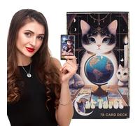 Carta de tarot de gato - 78 cartas de tarot para gatos | Ilustra vívidamente juegos de tarot para gatos | Baraja de oráculo de gato adecuada para adivinación del destino personal y juego de fiesta |