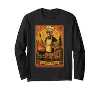 Carta de tarot de Grill Master - Vintage Skeleton BBQ Chef Manga Larga