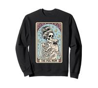 Carta de Tarot de Halloween Skeleton The Pug Mom, Spooky Pug Mama Sudadera