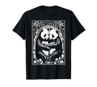 Carta de Tarot de The Lovers, Bonita Pareja de Amantes de los Pandas, Vintage Camiseta