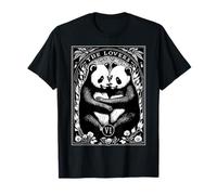 Carta de Tarot de The Lovers, Bonita Pareja de Amantes de los Pandas, Vintage Camiseta