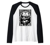 Carta de Tarot de The Lovers, Bonita Pareja de Amantes de los Pandas, Vintage Camiseta Manga Raglan