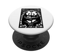 Carta de Tarot de The Lovers, Bonita Pareja de Amantes de los Pandas, Vintage PopSockets PopGrip Adhesivo