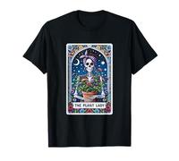 Carta de Tarot de The Plant Lady, Divertida Calavera de Esqueleto, mamá, Flores Camiseta