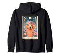 Carta de tarot para perros Golden Retriever con estampado floral, estrella y luna Sudadera con Capucha