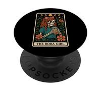 Carta de Tarot The Boba Girl Bubble Tea Milk Tea Witchy Moon PopSockets PopGrip Adhesivo