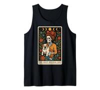 Carta de Tarot The Crazy Bulldog Lady Dog con Forma de Esqueleto, Luna Bruja Camiseta sin Mangas