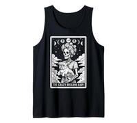 Carta de Tarot The Crazy Bulldog Lady Dog con Forma de Esqueleto, Luna Bruja Camiseta sin Mangas