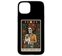Carta de Tarot The Crazy Bulldog Lady Dog con Forma de Esqueleto, Luna Bruja Carcasa para iPhone 15 Plus