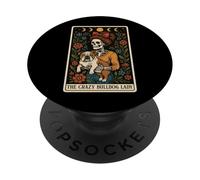 Carta de Tarot The Crazy Bulldog Lady Dog con Forma de Esqueleto, Luna Bruja PopSockets PopGrip Adhesivo