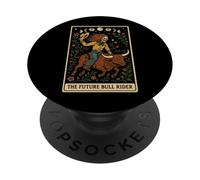 Carta de Tarot The Future Bull Rider Bull Rider Bull Riding Cowboy Skeleton PopSockets PopGrip Adhesivo