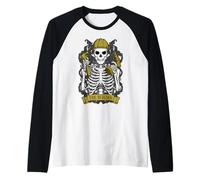 Carta de Tarot Vintage Builder Skeleton DIY Handyman Mechanic Camiseta Manga Raglan