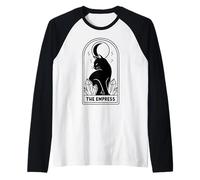 Carta del tarot con un gato místico Camiseta Manga Raglan