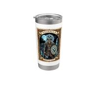 Carta del Tarot de los Hijos de Odin de la mitología nórdica vikinga del Valhalla Vaso térmico de acero inoxidable de doble pared