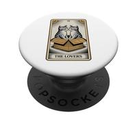 Carta del Tarot de The Lovers Gatos Abrazos Gato PopSockets PopGrip Adhesivo