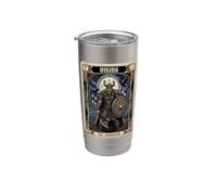 Carta del tarot del cuervo de la mitología nórdica del guerrero vikingo Vaso térmico de acero inoxidable de doble pared