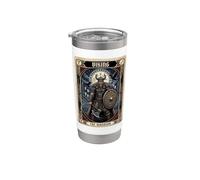 Carta del tarot del cuervo de la mitología nórdica del guerrero vikingo Vaso térmico de acero inoxidable de doble pared