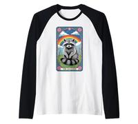 Carta del Tarot del mapache Hippie Rainbow Funny Racoon Camiseta Manga Raglan