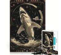 Carta del Tarot del Tiburón Blanco para Adultos Rompecabezas de 1000 Piezas Entrenamiento Mental Diversión Piezas sin Rebabas Corte Limpio Actividad Conmovedora para Reunir a Tus Hijos (38x26cm)
