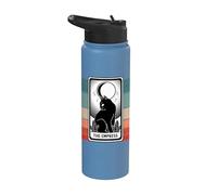 Carta del tarot gato la emperatriz gato negro gato místico Stainless Steel Insulated Water Bottle