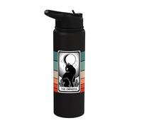 Carta del tarot gato la emperatriz gato negro gato místico Stainless Steel Insulated Water Bottle