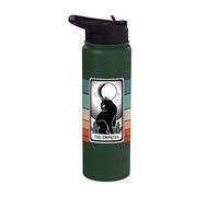 Carta del tarot gato la emperatriz gato negro gato místico Stainless Steel Insulated Water Bottle