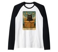 Carta del Tarot Gato Místico en Caja Gato Divertido Gato Camiseta Manga Raglan