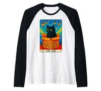 Carta del Tarot Gato Místico en Caja Gato Divertido Gato Camiseta Manga Raglan