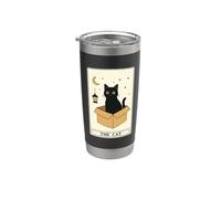 Carta del Tarot Gato Místico en Caja Gato Divertido Gato Vaso térmico de acero inoxidable de doble pared