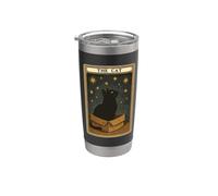 Carta del Tarot Gato Místico en Caja Gato Divertido Gato Vaso térmico de acero inoxidable de doble pared