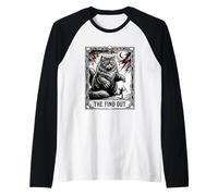 Carta del Tarot, Gracioso Gato, Pelusa y descubre, Estilo gótico Camiseta Manga Raglan