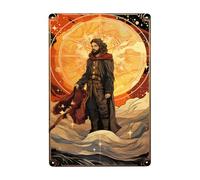 Carta del Tarot: Joven De Pie con Fuego Carteles De Pared De Metal Decoración Cartel De Chapa Retro Pared Muestra Placa para Bar Hogar Cocina 20X30Cm