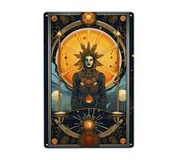 Carta Del Tarot La Bruja Del Enigma Pintura De Hojalata Placa Retro Cartel De Chapa Vintage Letrero De Estaño Para Salón Cafetería Taller 20X30Cm
