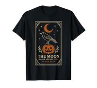 Carta del Tarot La Luna, Cuervo de Halloween y Calabaza Camiseta