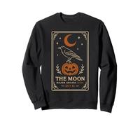 Carta del Tarot La Luna, Cuervo de Halloween y Calabaza Sudadera