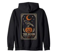 Carta del Tarot La Luna, Cuervo de Halloween y Calabaza Sudadera con Capucha