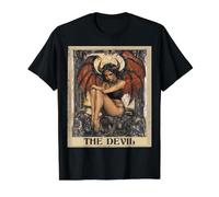 Carta del Tarot La Mujer Diablo Camiseta gráfica económica, Hombre, Negro, M
