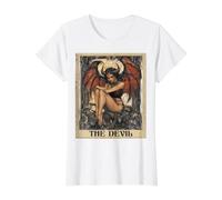 Carta del Tarot La Mujer Diablo Camiseta gráfica económica, Mujer, Blanco, S