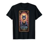 Carta del Tarot Leo Gato Negro | Felino del Zodiaco Radiante con Sol Camiseta